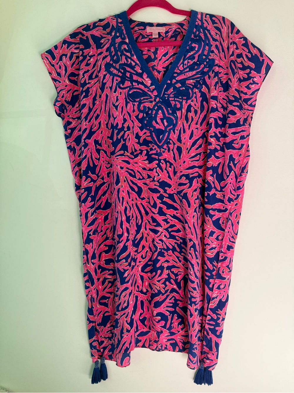 Lilly Pulitzer Pink & Navy Coral-Print Midi Tunic Dress